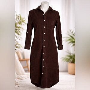 Emily Phillips Nashville Brown Corduroy Shirt Dress Size 2